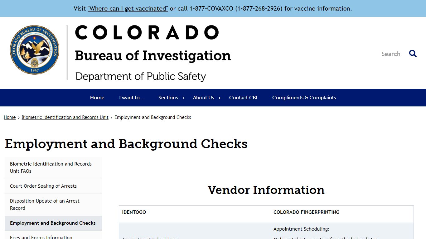 Employment and Background Checks | Colorado Bureau of Investigation