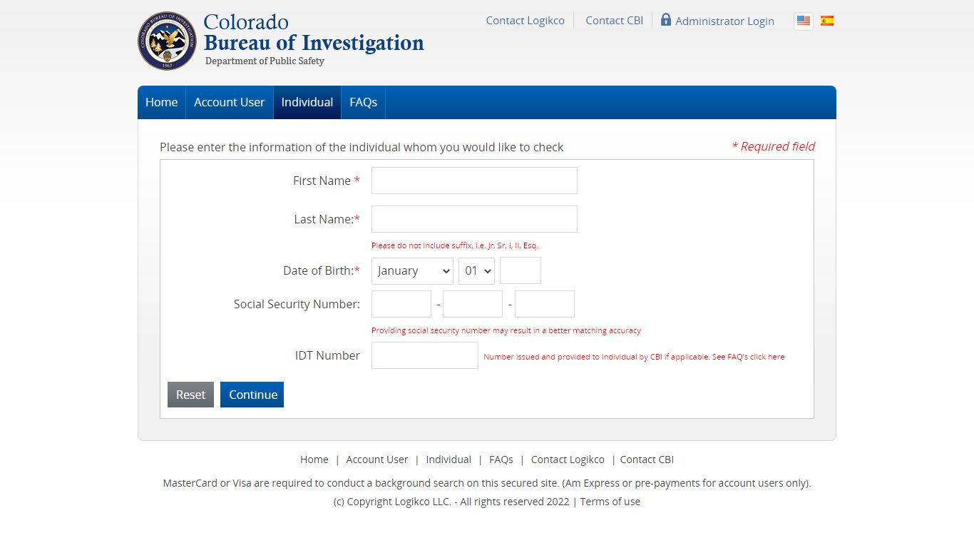 State of Colorado Criminal History Check